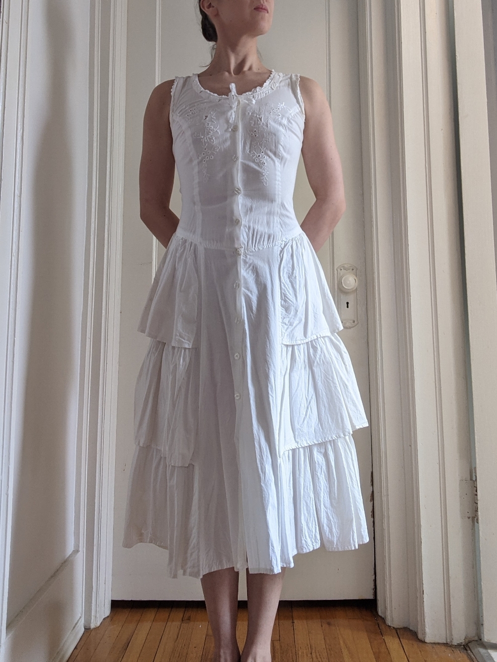 Vintage Western White Cotton Lace Dress